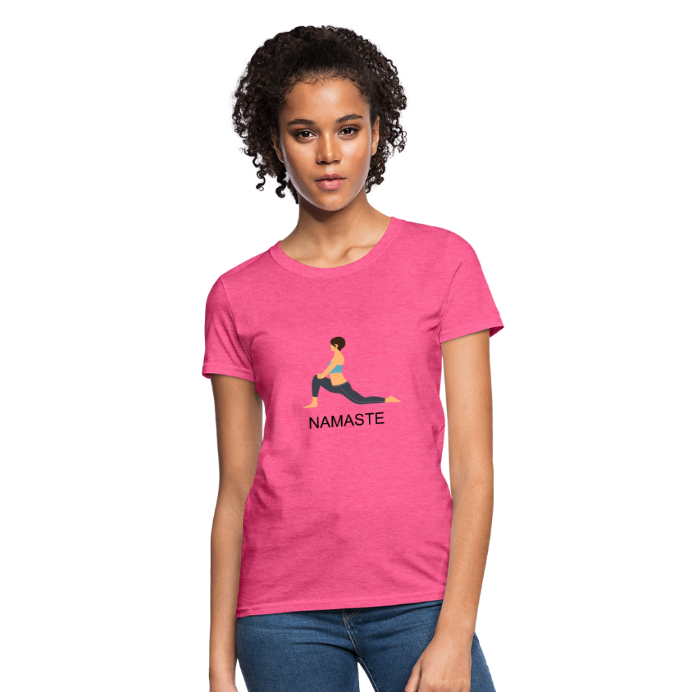 Women's T-Shirt- NAMASTE - heather pink