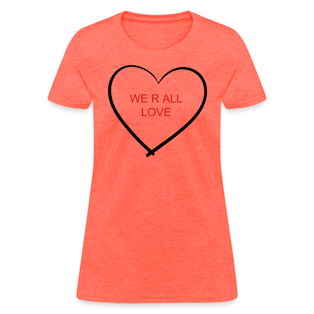 Women's Hi-Lo Tee (ALL LOVE) - heather coral